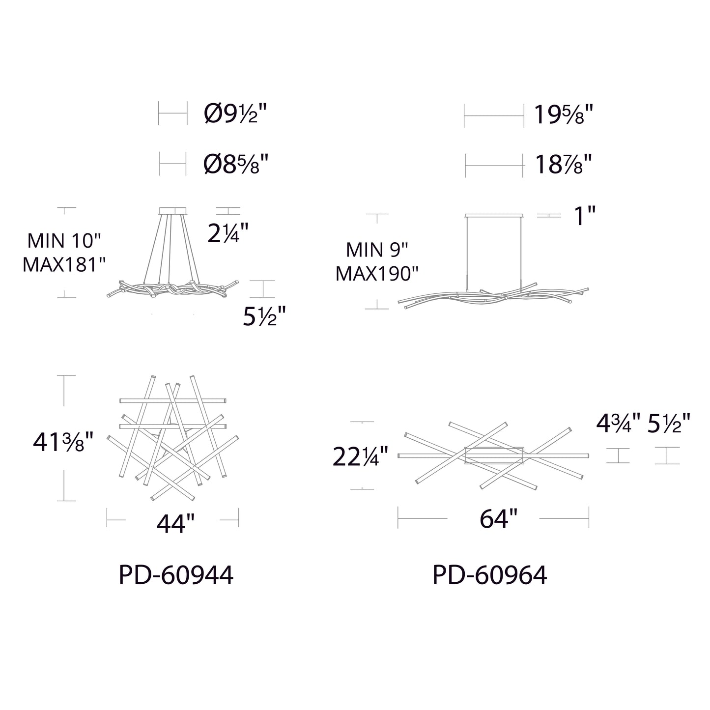 DIVERGENCE CHANDELIER 3000K